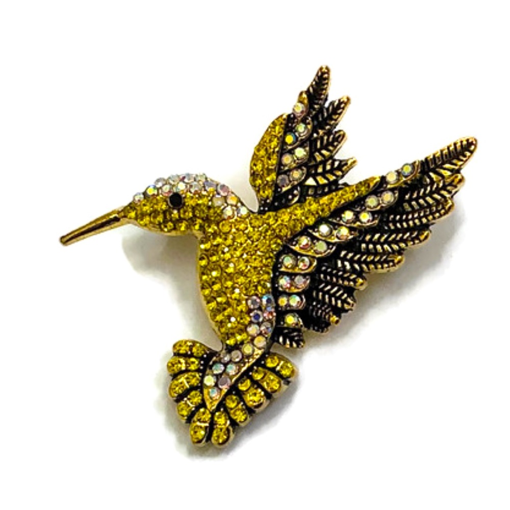 Yellow Hummingbird Brooch